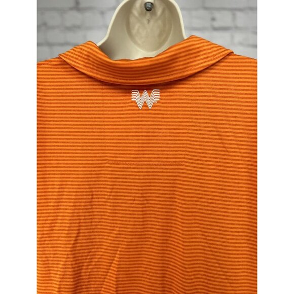 Whataburger Orange Striped V Neck Collard Breathable Uniform Top Size Large L - Picture 7 of 11